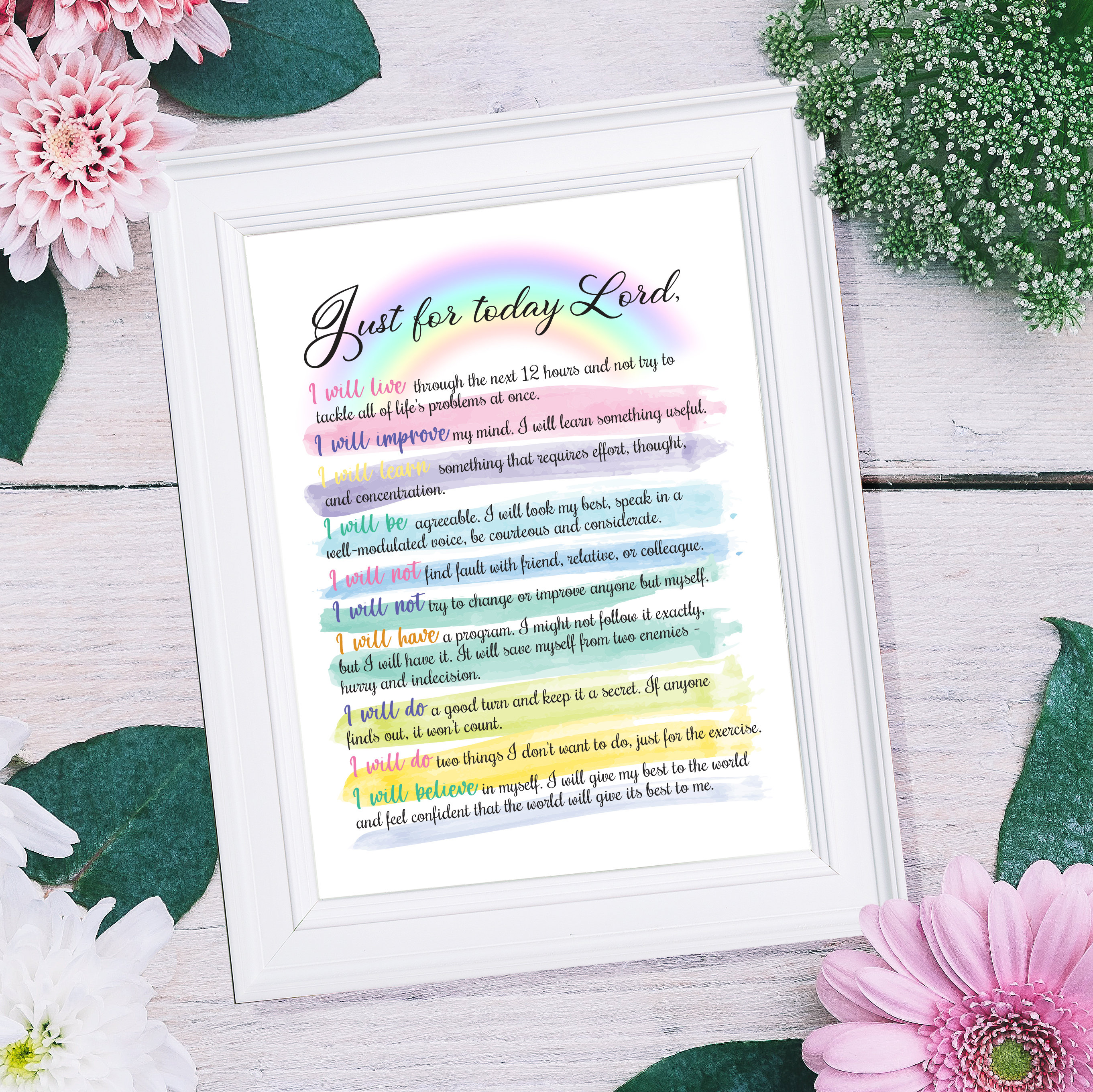 Just for Today, Lord Prayer Printable - Guide for Living Everyday and Being Fruitful, Wise ...
