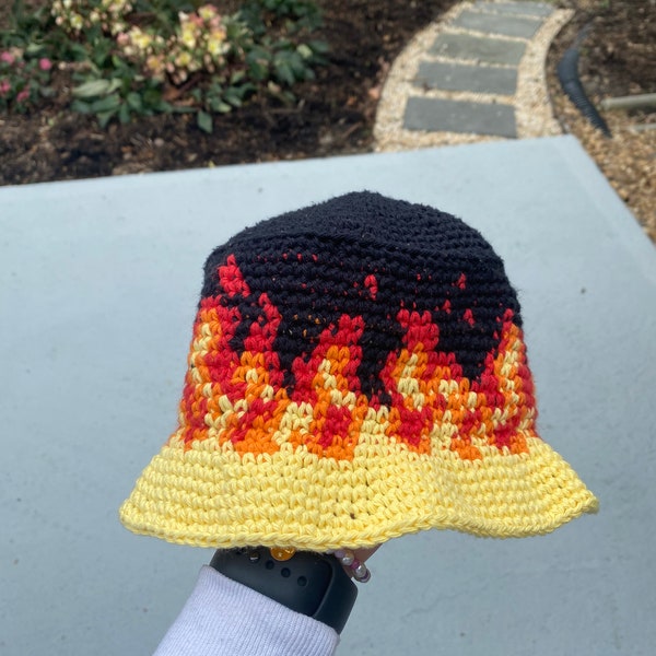 Kid's Fire/Flame Small Crochet Bucket Hat