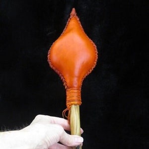 FIRE FLAME RATTLE ~ Ceremony Rattle ~ Journey Rattle ~ Deer Rattle Shaker ~ Medicine Rattle ~Healing Rattle ~ Orange Rattle ~ Witches Wind