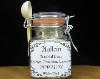 Dried Mullein Herb in Jar: Organic Witchcraft Supply