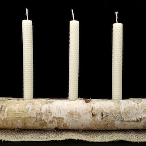 Birch Yule Log Candle Holder #5 – Winter Solstice Decor
