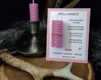 Pink Beeswax Spell Candle: Friendship, Harmony & Healing