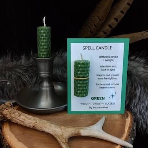 GREEN SPELL CANDLE, Money Ritual Candle, Manifestation Witchy Tool, Prosperity Luck Candle Magic, Success Ritual Candle, Witch Supply, Wicca