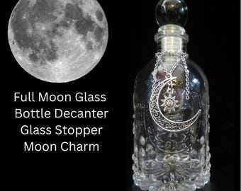 Moon Water Glass Decanter with Charm: Full Moon Ritual Vessel