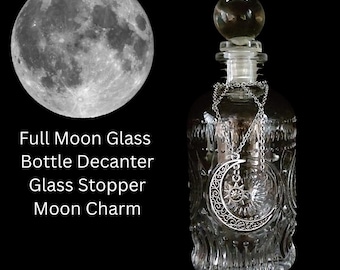 Moon Water Glass Decanter with Charm: Full Moon Ritual Vessel