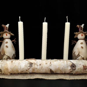 Birch Yule Log Candle Holder #6 – Winter Solstice Decor