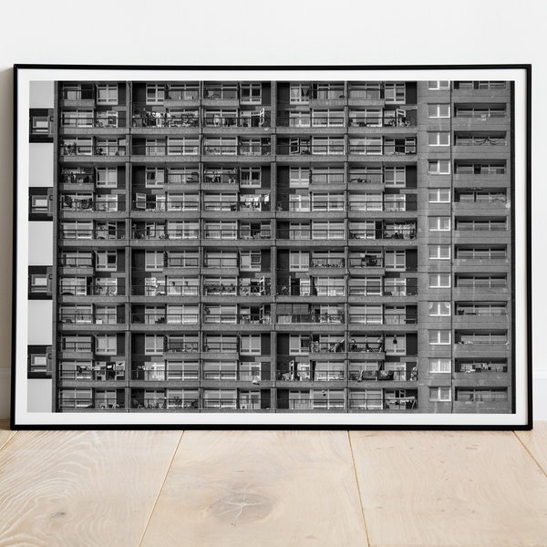 Brutalist Architecture, Trellick Tower, London Landmark Print, Black and White Photo, Framed Photography, Travel Wall Hanging, Brutalism