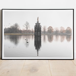 Bushy Park Photo Print, Diana Fountain, British Autumn Photography, Autumnal Home Decor, Tranquility Wall Art, London Landmark, England, UK