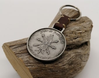 Handmade leather and pewter Fiore inspired HEMA keyring