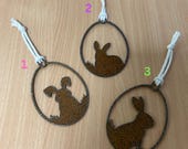 Metal Rusty Hanging Bunny in egg Decoration - Ideal Gift - Home & Outdoor Gift - Hanging Decoration  - Easter  - Bunny - Rusty Bunnies