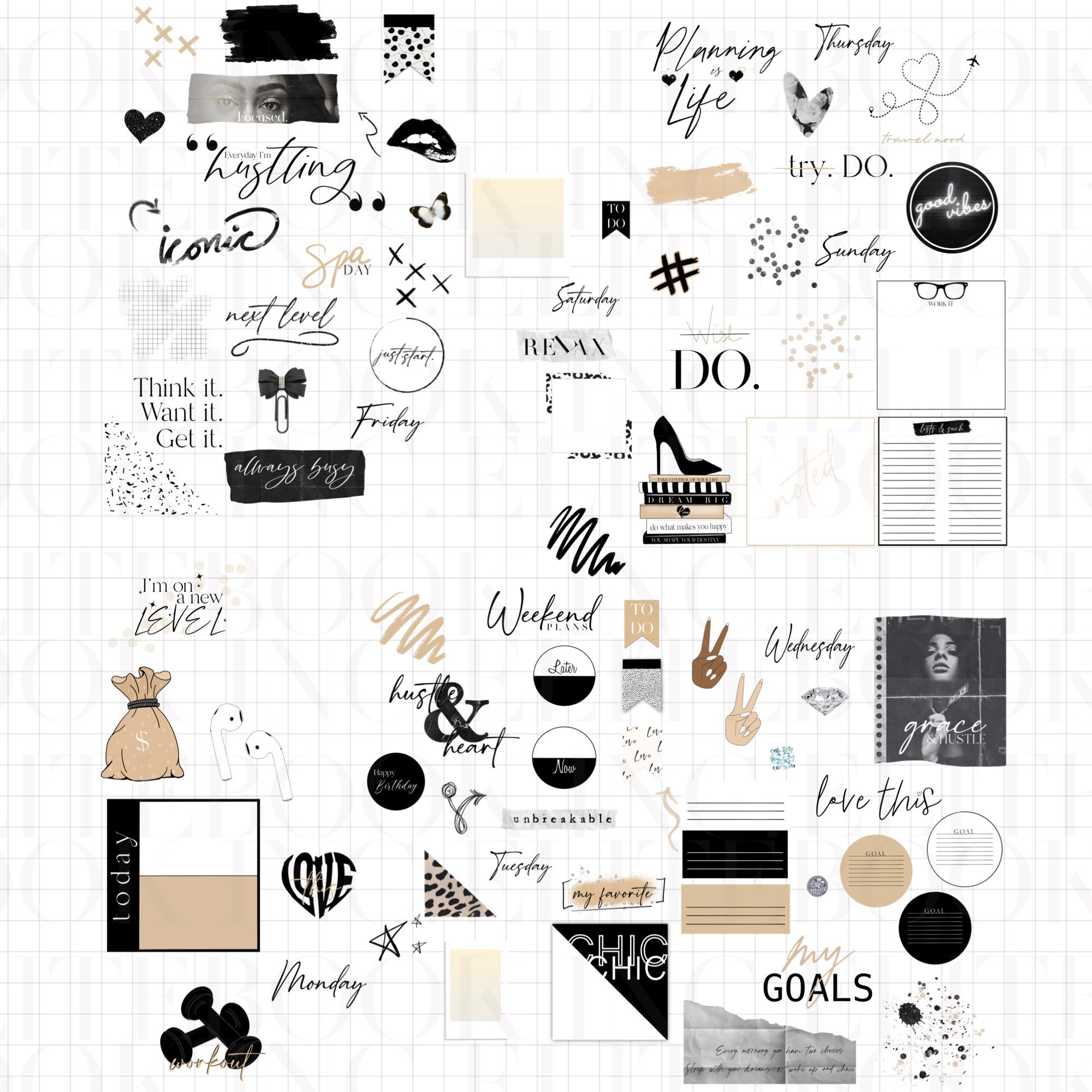 EVERYDAY Digital STICKERS Set for Digital Planner, Goodnotes Planner  Stickers, Pre-cropped Digital Stickers for Goodnotes, BONUS Stickers L 