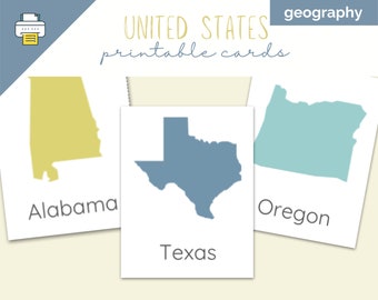 USA Geography Flashcards, United States Printable Cards (PDF)