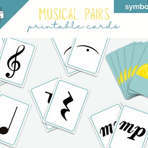 Juego de cartas imprimible de pares musicales, baraja de cartas de símbolos musicales, musical Go Fish, memoria musical, tarjetas musicales, vieja solterona musical, baraja de cartas