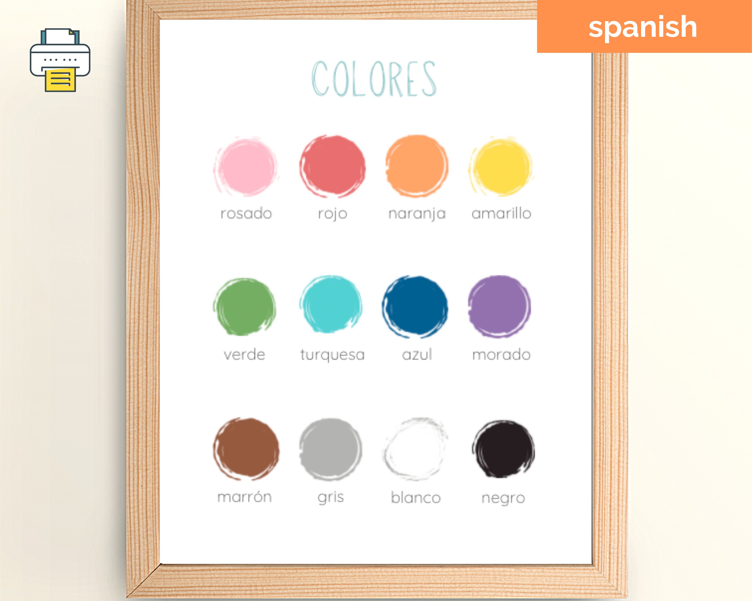 Spanish Colors Printable Poster, Spanish English Vocabulary, Kids ...