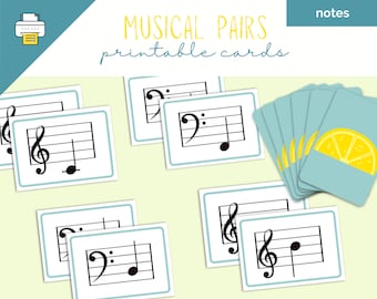 Musical Pairs Printable Card Game, Music Notes Card Deck, Musical Go Fish, Musical Memory, Music Flashcards, Musical Old Maid, Card Deck