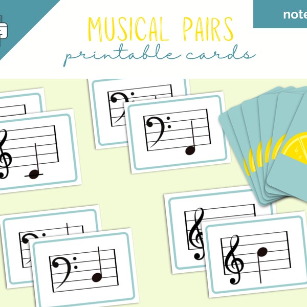 Musical Pairs Printable Card Game, Music Notes Card Deck, Musical Go Fish, Musical Memory, Music Flashcards, Musical Old Maid, Card Deck