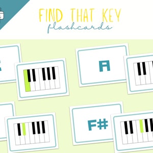 Pianotoetsen Afdrukbare Flashcards, Notitiekaarten voor pianomuzieknotities, Muziekleerspel, Flashcards downloaden, Toetsenbordvaardigheden, Muziekalfabet