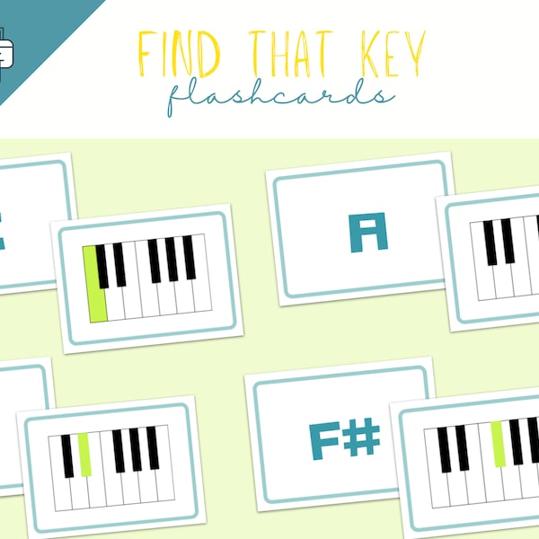 Piano Keys Printable Flashcards, Piano Music Notes Notecards, Music Learning Game, Flashcards Download, Keyboard Skills, Music Alphabet