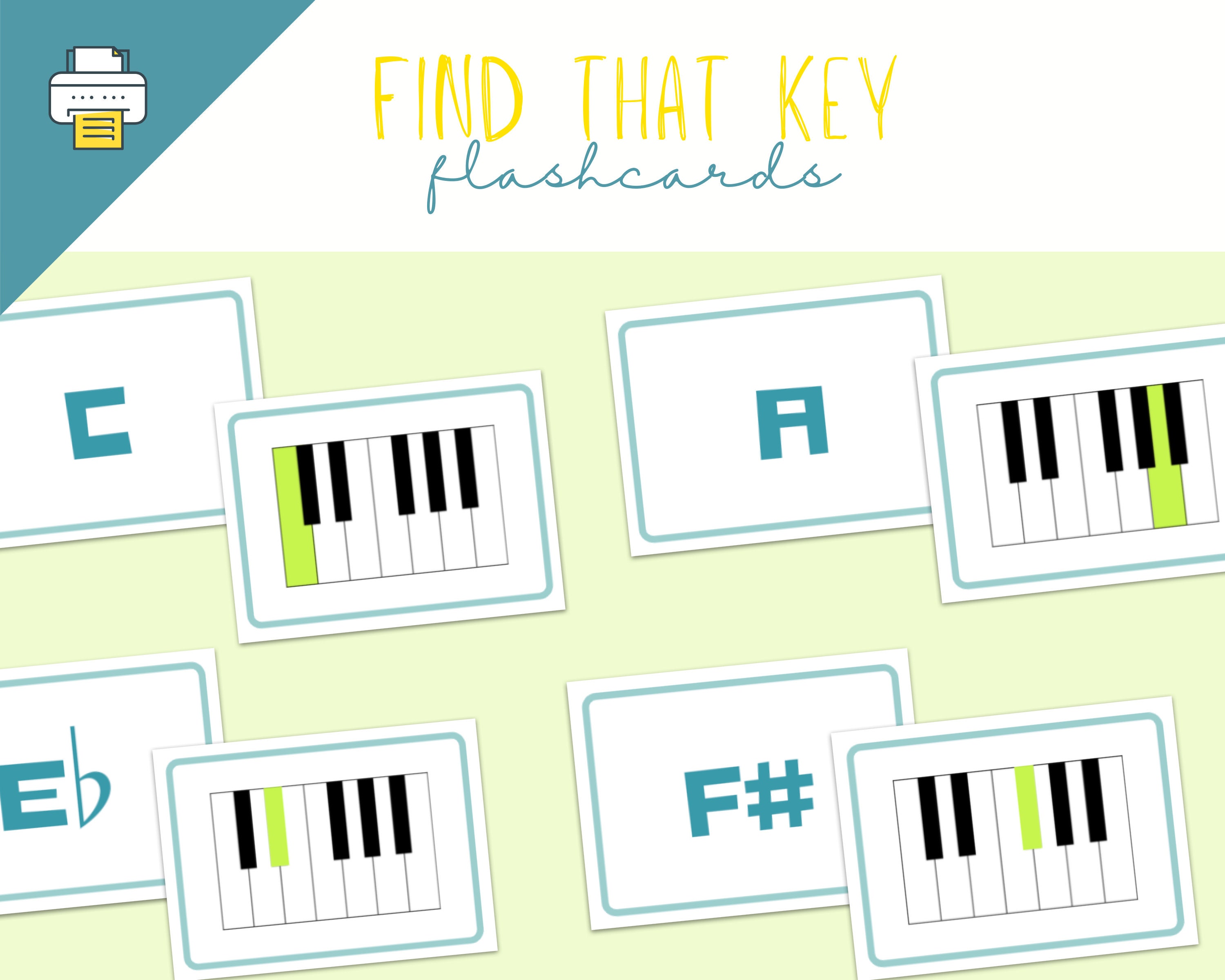 Piano Keys Printable Flashcards Piano Music Notes Notecards Etsy Canada