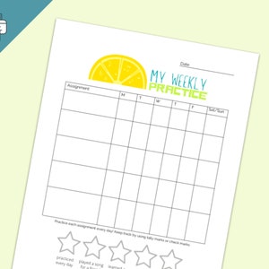 Music Practice Record Sheet, Student Checklist (PDF)