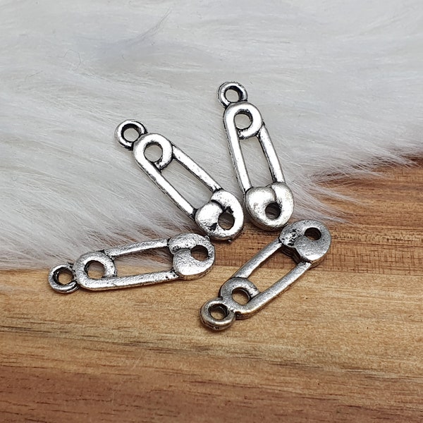 Antique Silver Safety Pin Charms Etsy
