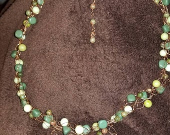 Crocheted Green Serpentine Necklace