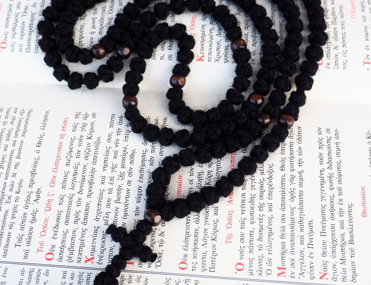 Black Eastern Orthodox Prayer Rope Chotki 100 Count Barrel Knots