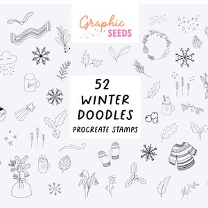 50 Snowflake Stamps for Procreate on Yellow Images Creative Store