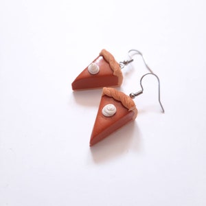 Handmade Pumpkin Pie Slice Earrings | Miniature Polymer Clay Dangles | Cozy Autumn/Fall Thanksgiving Gift | Quirky Food Jewelry