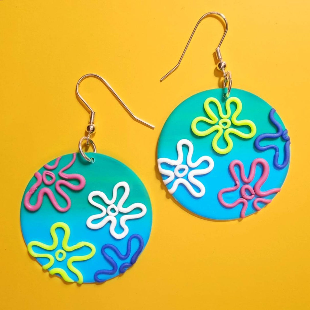 Spongebob Inspired Bikini Bottom Sky Earrings: Groovy Retro & Nostalgia ...
