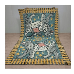 Tufted Tiger Rug Tibetian tiger desinger rug in tye dye  pure wool.