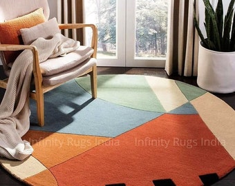 Modern Area Rug. Modern Handmade Carpet for Living room Bright Woolen Carpet, Handmade woolen round area rug for indoor use, soft thick rug