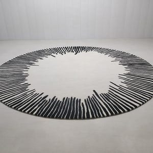 Round Large Rug Abstract Hand Tufted Wool Round Rug, Geometric White Abstract Carpet - Etsy