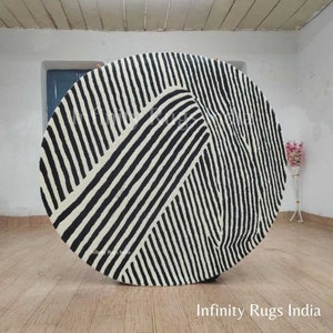 Round Rug, Area Wool Carpet Abstract Round Carpet, Tufted Wool Circle Rug for Bedroom / Round Living room rug Custom Carpet