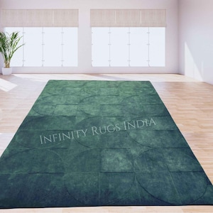 Green Rug for bedroom. Handmade Soft Wool Carpet Blue rug for Bedroom livingroom and Indoor Use.All Sizes available. Customization Available