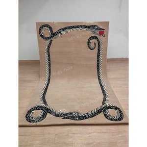 Tapete de cobra rosa e marrom para quarto e sala de estar Tapete de lã tufada para estética de quarto Tapete de lã de qualidade premium Tapete de todos os tamanhos e personalizado
