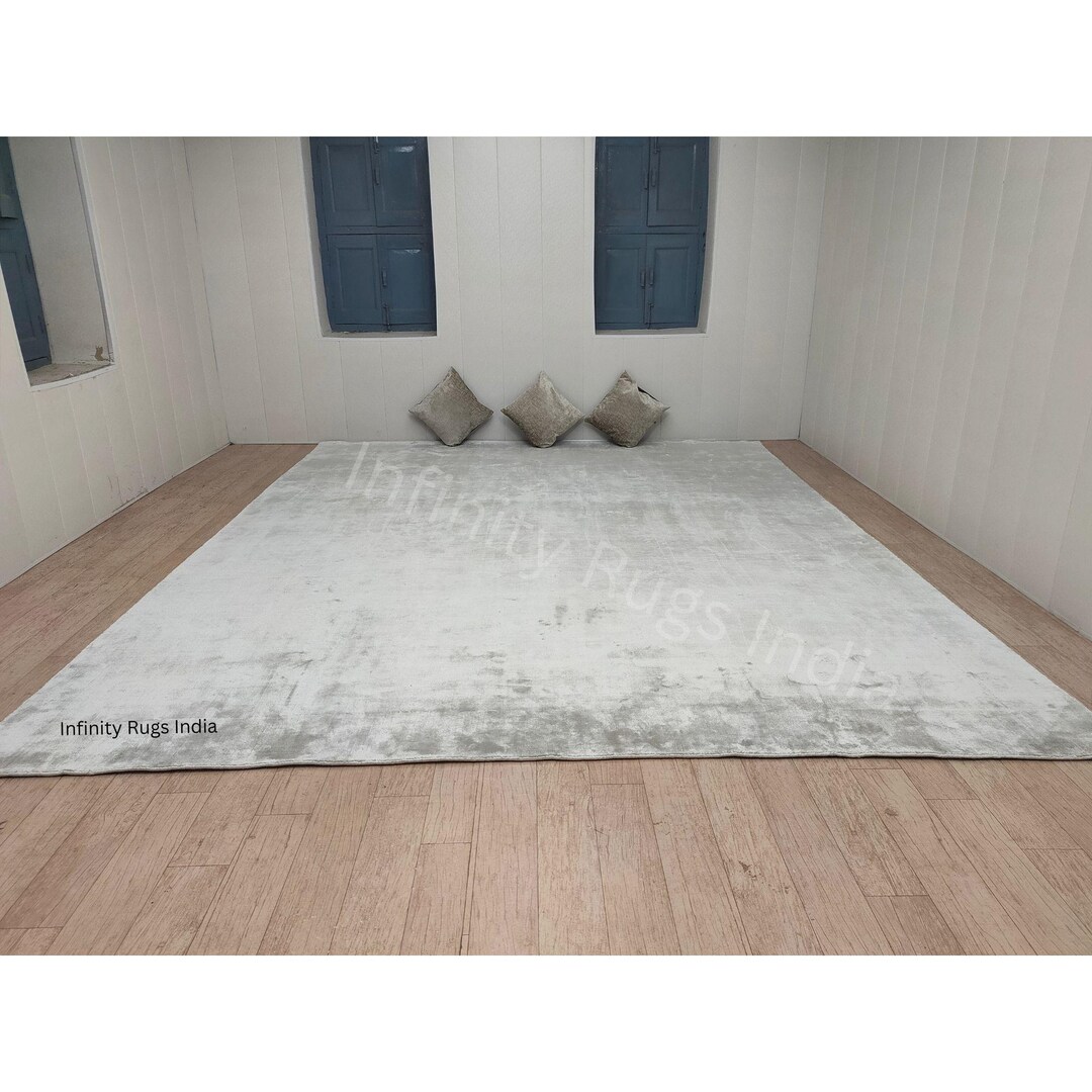Area Rug Silver Art Silk Area Rug for Living Room Bedroom Area Rug