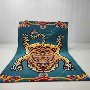 Tibetan Tiger Rug / Wool Area Rug for Living room, dining, Bedroom. Soft Thick Premium Quality Hand Tufted Wool Carpet For Indoor Use