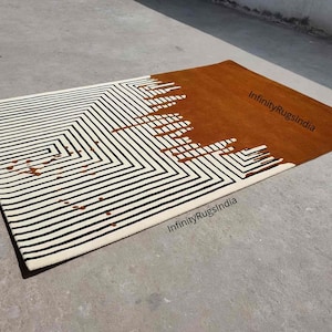 Melting Rug Carpet Tufted Brown White carpet, Woolen carpet , Custom Carpet for floor wall, Thick pile carpet.