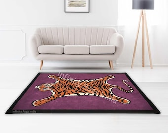 Handgefertigter Wollteppich: Tierdesign, Dicker Weicher Teppich
