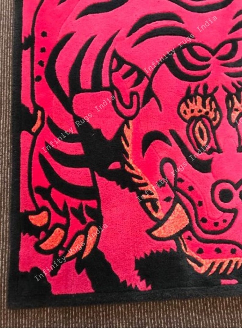 Tibetan Tiger Rug Tibetian Tiger Carpet Desingn Rug Pink Pure Etsy