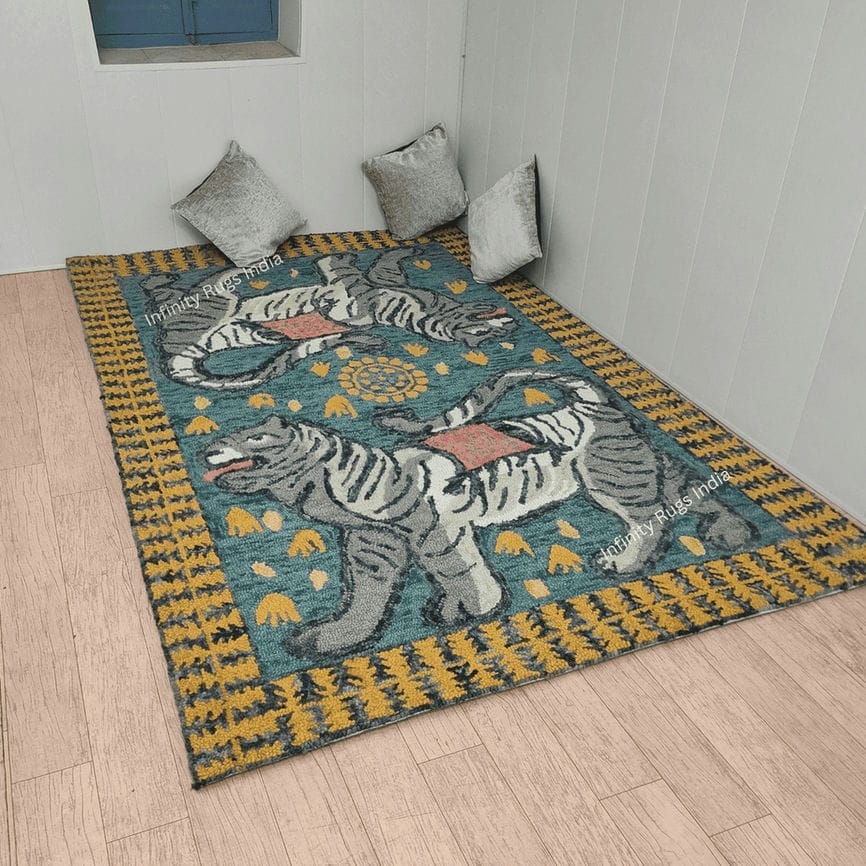 洋書 The Tiger Rugs of Tibet A Pair of Vintage Tibetan Tiger Rugs Size 2'8''x5' Each SUN