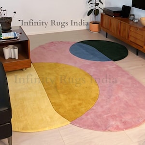 Unique rugs Shaped Rug Tufted rug  Abstract Carpet made in 100% new Zealand wool, Soft area carpet made to make a statement