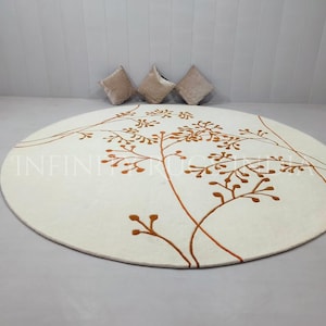Round Rug Round Carpet Hand Tuft Wool Circle Rug for Bedroom Livingroom Area Carpet Custom Carpet