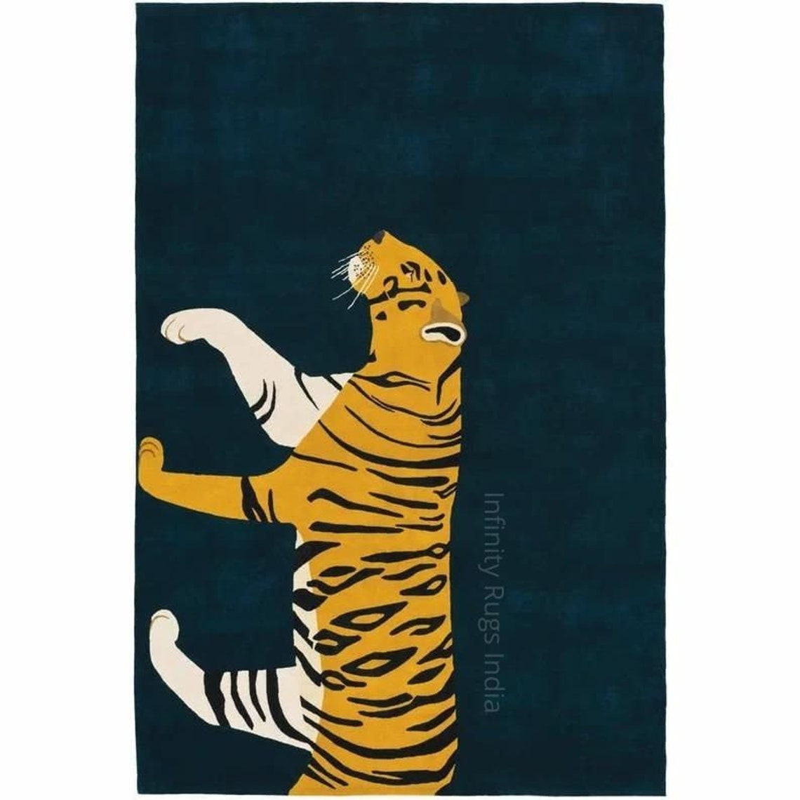 Tiger Rug Hand Tufted Rug Bengal Tiger Wool Rug Etsy