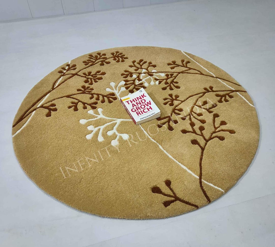 Round Rug Round Carpet Hand Tuft Wool Circle Rug for Bedroom Livingroom ...