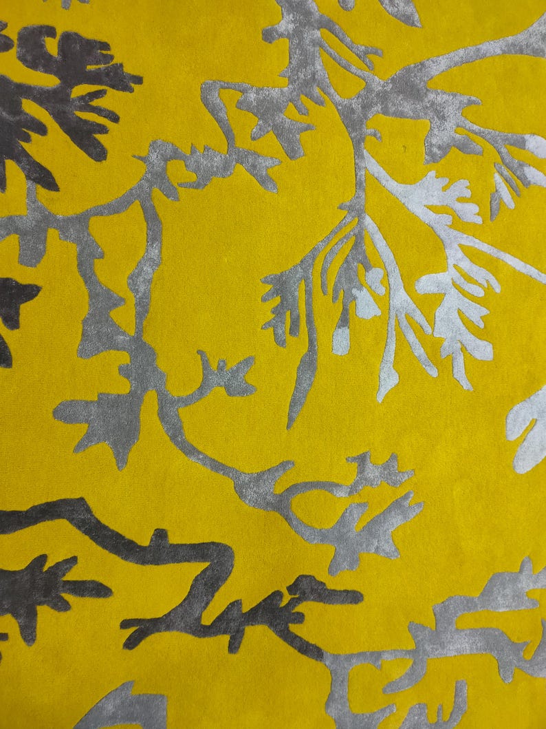 Hand Tufted Wool Rug, Yellow Gray Floral Area, Botanical Rug - Etsy