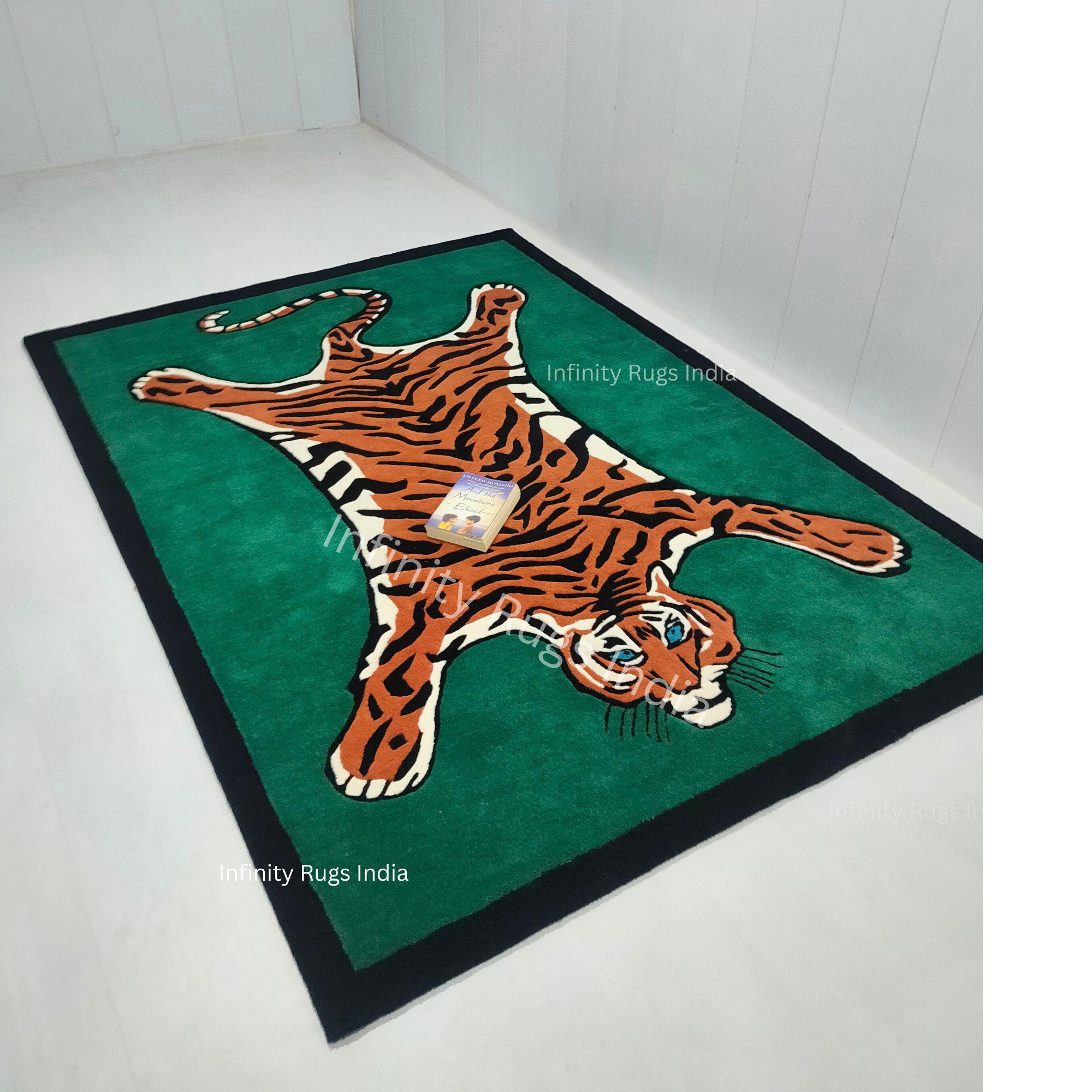 Hand-tufted Woolen Tiger Rug, Animal Design Carpet - Etsy