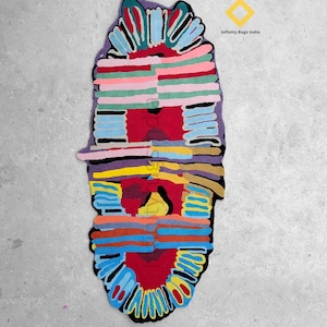 Irregular Shaped Rug, Unique Colorful Rugs Hand Tufted Carpet