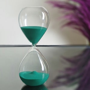 60 Minute Turquoise Hourglass Timer Gift for Birthday, Sixty Minutes, Sand Timer Transparent Hourglass, Sandglass Color, Decoration Object